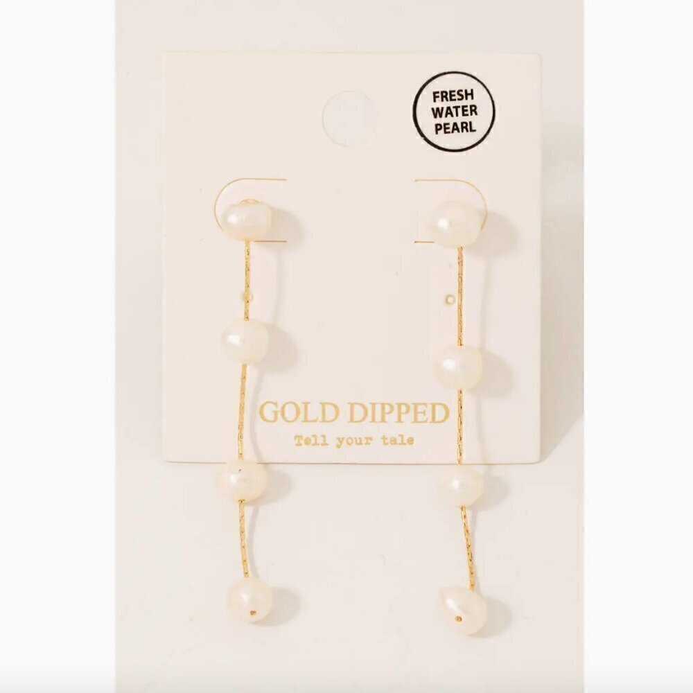 1 LEFT!!! GOLD DIPPED FRESH WATER PEARL DANGLE EARRINGS